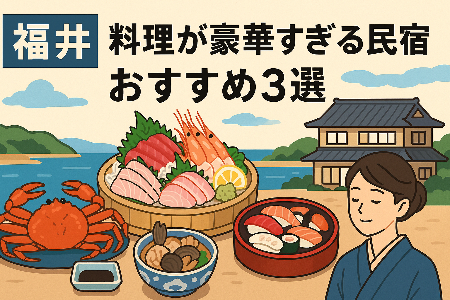 🦀【福井】料理が豪華すぎる民宿3選|新鮮な海の幸を贅沢に堪能する旅へ
