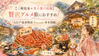 【三朝温泉×カニ食べ放題】贅沢グルメ旅におすすめ!『大江戸温泉物語 Premium 斉木別館』