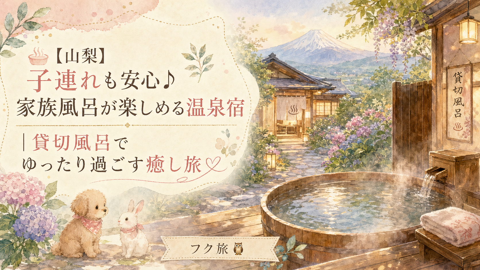 🛁【山梨】子連れも安心♪家族風呂が楽しめる温泉宿｜貸切風呂でゆったり過ごす癒し旅